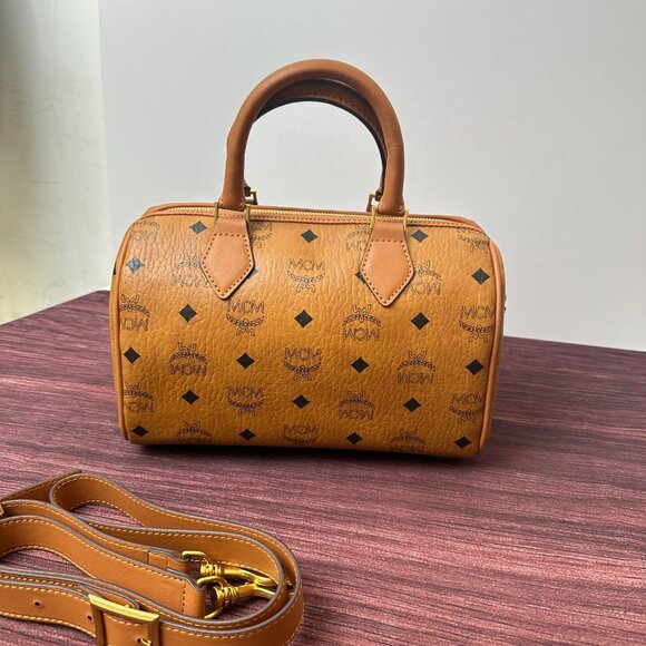 MCM Aren Visetos Small Boston Bag - Picture 1 of 6
